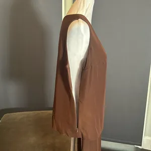 Women’s Brown Chiffon Lapel Jacket 3 Piece Formal Wedding Party Pant Suit Size 4 thumbnail 7