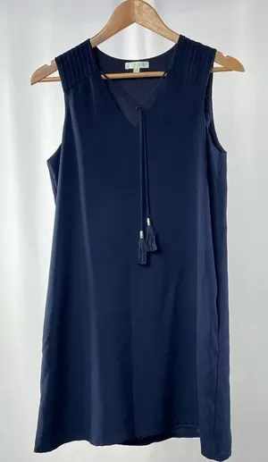 Jade Melody Tam‎ Sleeveless Tie Tassel Shift Dress in Navy Size Small thumbnail 1