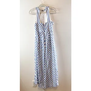 Tuckernuck Striped High Neck Sleeveless Portofino Midi Dress Blue White 4 thumbnail 4
