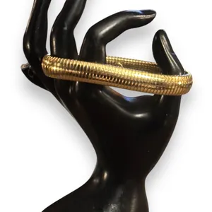 Vintage Marshal Metals flexible ribbed bangle bracelet Gold thumbnail 3
