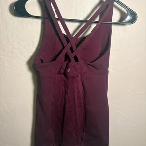 Lululemon Energy Criss Cross Tank Top Plum Purple. 14 inches pit to pit so Sz 6. thumbnail 2