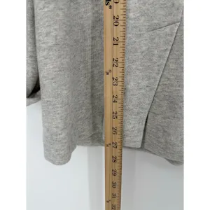 Ann Taylor Knit Blazer Jacket Gray Heather Cotton One Button Roll Tab Sleeve 6 thumbnail 8