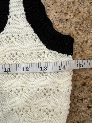 Commense Crochet Knit Crop Top Midi Skirt Set White Black Small NWT thumbnail 11