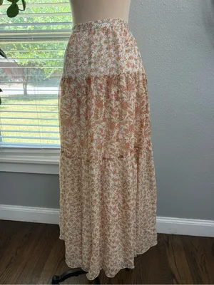 Dana Bachman Floral Tiered Maxi Skirt Size 2 thumbnail 3
