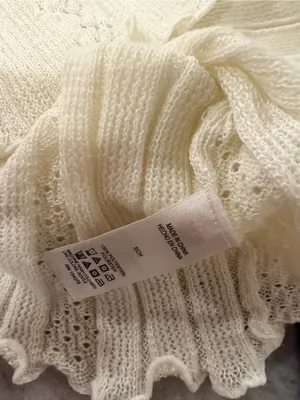 NWT Aeropostale Size S Ivory Pointelle Knit Cropped Stretch Lace Cardigan Y2K thumbnail 10
