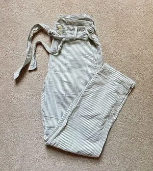 American Eagle Pinstripe High Waisted Belted Pants thumbnail 1