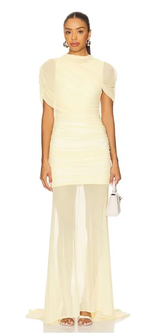 Amanda Uprichard Evianna Gown in Cornsilk Yellow Size Small thumbnail 1