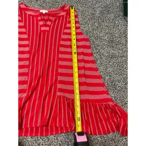 Ava James red striped peplum sleeveless tank top L thumbnail 5