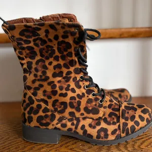 Forever Link Leopard Lace-Up‎ Boots Size 7.5 EUC thumbnail 3