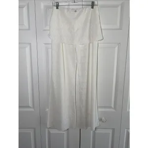 Prana Breathe Skirted Wide Leg Pants Womens Size M White Pointelle Knit Yoga‎ thumbnail 6