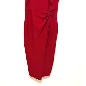 GUESS Sheath Dress Sz L Burgundy Sleeveless Side Knot Draped Professional Office thumbnail 6