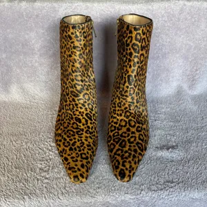 Sam Edelman Saige Leopard Cow Hair Ankle Boots Pointed Toe Block Heel 9.5M thumbnail 3