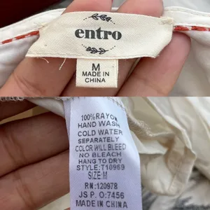 Entro Women’s Shirt Blouse Beige Floral Embroidered 3/4 Sleeve Medium thumbnail 9