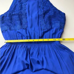 Altard State Royal Blue Crochet Lace Mala Maxi Dress Halter Neck Elastic Waist S thumbnail 10