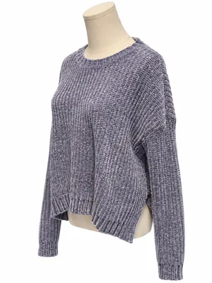 Aerie Blue Purple Chenille Sweater Oversized Crewneck Size M thumbnail 2