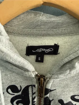 Ed Hardy Cropped Full-Zip Grey Hoodie thumbnail 3