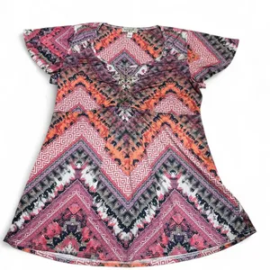 OneWorld Geometric Embellished Short Sleeve Top thumbnail 1