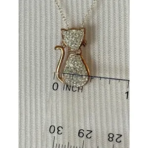Classy‎ Cat Rose Gold Plated AU Sterling Silver Swarovski Crystals Necklace 18" thumbnail 9