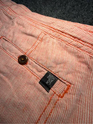 The North Face Orange White Striped Linen Blend shorts Size 6 Coastal Summer thumbnail 5
