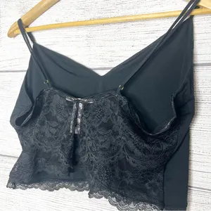 Victoria’s Secret Black Lace Trim Modal Cropped Cami Size XL thumbnail 6