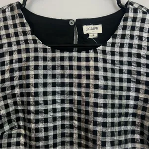 NWT J. Crew Silver/Black Gingham/Plaid Short Sleeve Metallic Top Size Small thumbnail 6