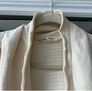 Free people cream hazel cardi sweater zip up jacket size medium thumbnail 2