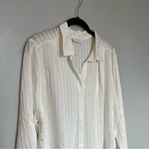 NEW Sage Linen V Neck Shirts Shirt Spring Autumn Casual Long Sleeve White Medium thumbnail 7