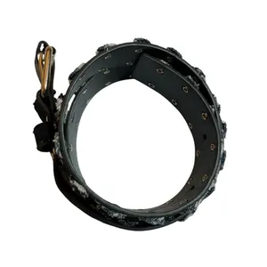 Denim Belt Y2K Distressed Studded 90s Indie Sleaze Western Jean Buckle Bunny 43" thumbnail 4