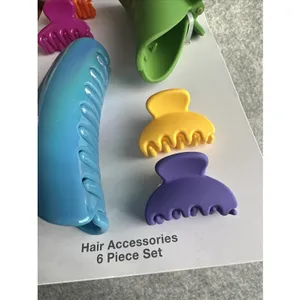 New Time And Tru Hair Claw Clip Lot of 2 Sets Colorful Retro Artsy Teacher Lg Sm thumbnail 4