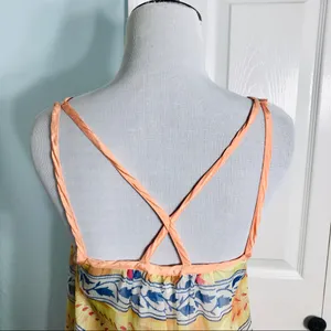 Free People Strappy Boho Summer Festival Tank Top Size Small Yellow Orange Blue thumbnail 7