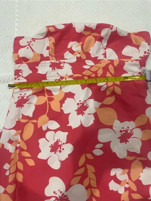 Bright Coral Floral Summer tube with built bra mini Dress thumbnail 4