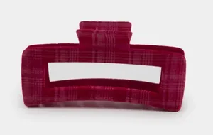 FULL TILT Oversized Plaid Velvet Claw Clip thumbnail 1
