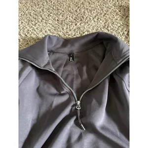 Trendy Queen Women's Gray Oversized Sweatshirts Half Zip‎ Pullover Size Small thumbnail 7