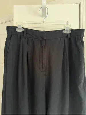Abercrombie & Fitch Black Linen Blend Wide Leg Pants NWT L thumbnail 5
