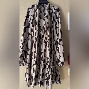 SHEIN Brown and Cream Long Sleeve Dress thumbnail 5