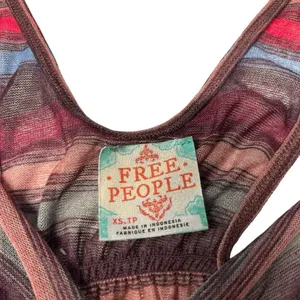 Free People Size XS Baja Stripe Tank Top Maroon Brown Southwestern Boho Vintage thumbnail 2