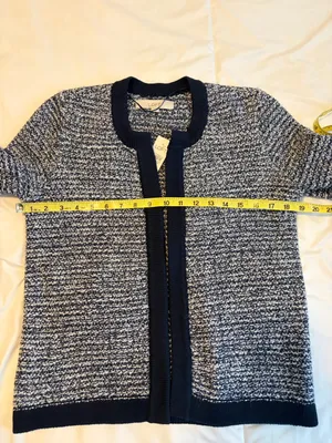 NWT LOFT Bouclé Cardigan Sweater Small Open Front Soft Classic Z16 thumbnail 9