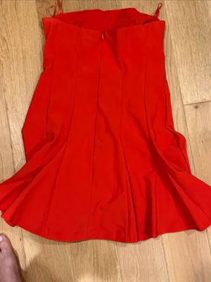 Zara Red Strapless Fit-and-Flare Dress large thumbnail 3