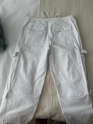 Edikted White Cargo Joggers thumbnail 2