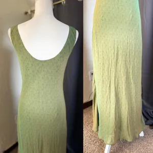 Vintage Tessuto Floral Fairycore Maxi Dress Women Medium Iridescent Green thumbnail 7