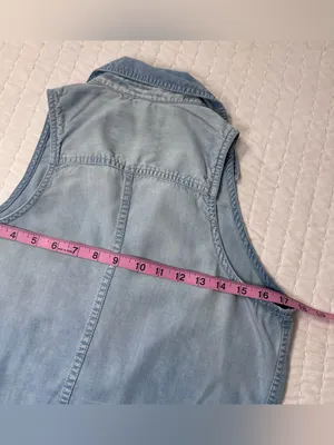 Mossimo Supply Co. 100% Lyocell Light Blue Sleeveless Chambray Slit Back Open M thumbnail 14