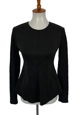 Urban Outfitters Silence Noise Womens Peplum Top Medium Black Long Sleeve Zip thumbnail 1