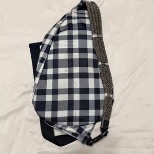 KAVU Rope Bag Sling Backpack Navy White Buffalo Plaid Check‎ Canvas Hiking thumbnail 2