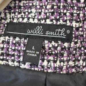 Willi Smith Purple Tweed Fringe Trim Blazer Jacket‎ Style A84175 Women's Large thumbnail 7