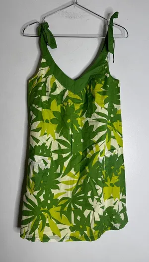 American Eagle Green Floral Retro Tie Shoulder Sundress Dress Women's‎ Sz S CP thumbnail 1