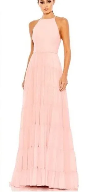 Mac Duggal Light Pink Tiered A-Line Halter Sleeveless Formal Maxi Gown Size 14 thumbnail 1