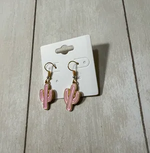 Handmade Cute fun cactus earrings thumbnail 1