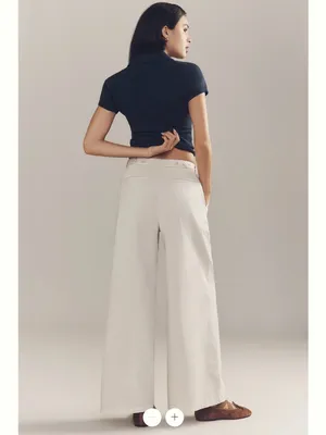 By Anthropologie Low-Rise Pleated Wide-Leg Trousers thumbnail 4