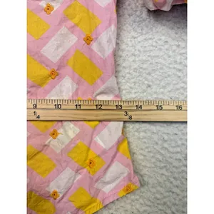 Zara Bodysuit Womens Medium Pink Puff Sleeve Geometric Smocked Babydoll Milkmaid thumbnail 7