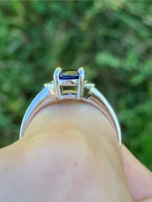 Genuine Blue Sapphire Blue Diamond Ring Size 9 thumbnail 2